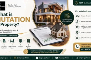 Property documents and official seal representing mutation of property process in India